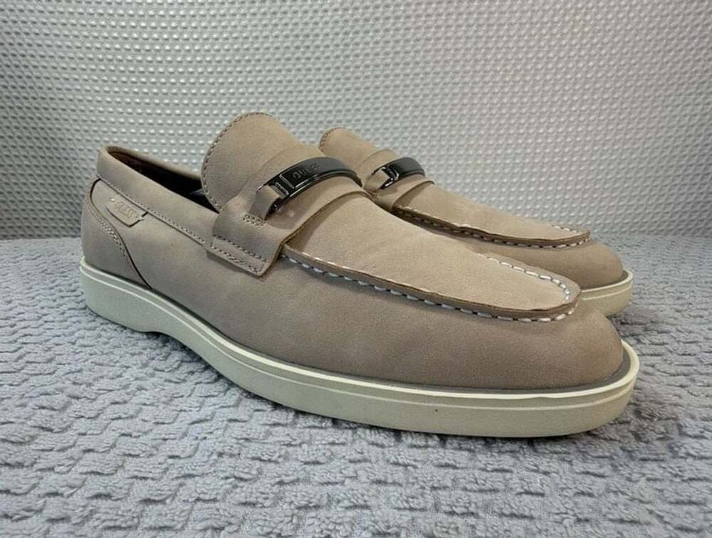 GUESS Men's Quido Casualized Slip-On Dress Loafers Shoes Taupe Suede